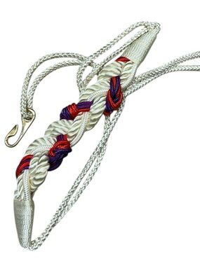 Vintage Funky 80s Braided Rope Belt White Red Purple Hook